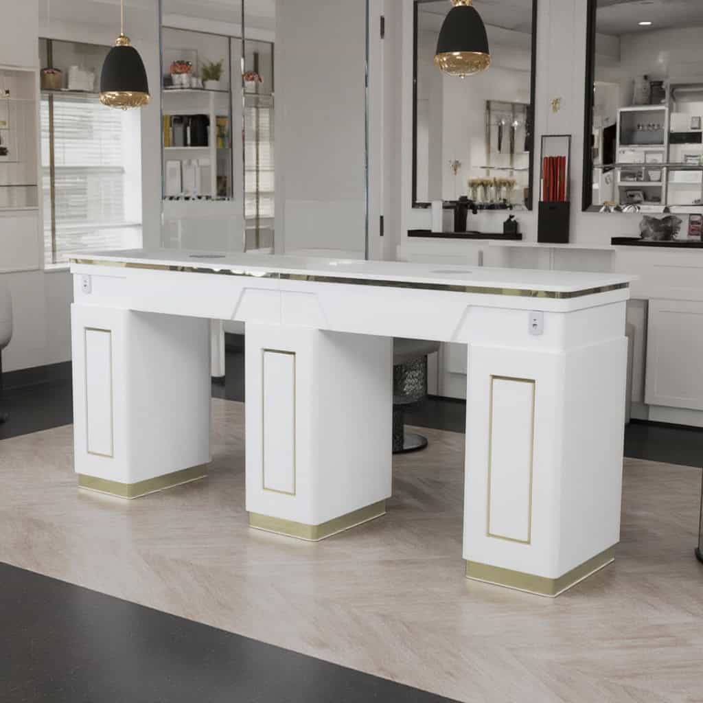 двойной маникюрный стол для салона красоты