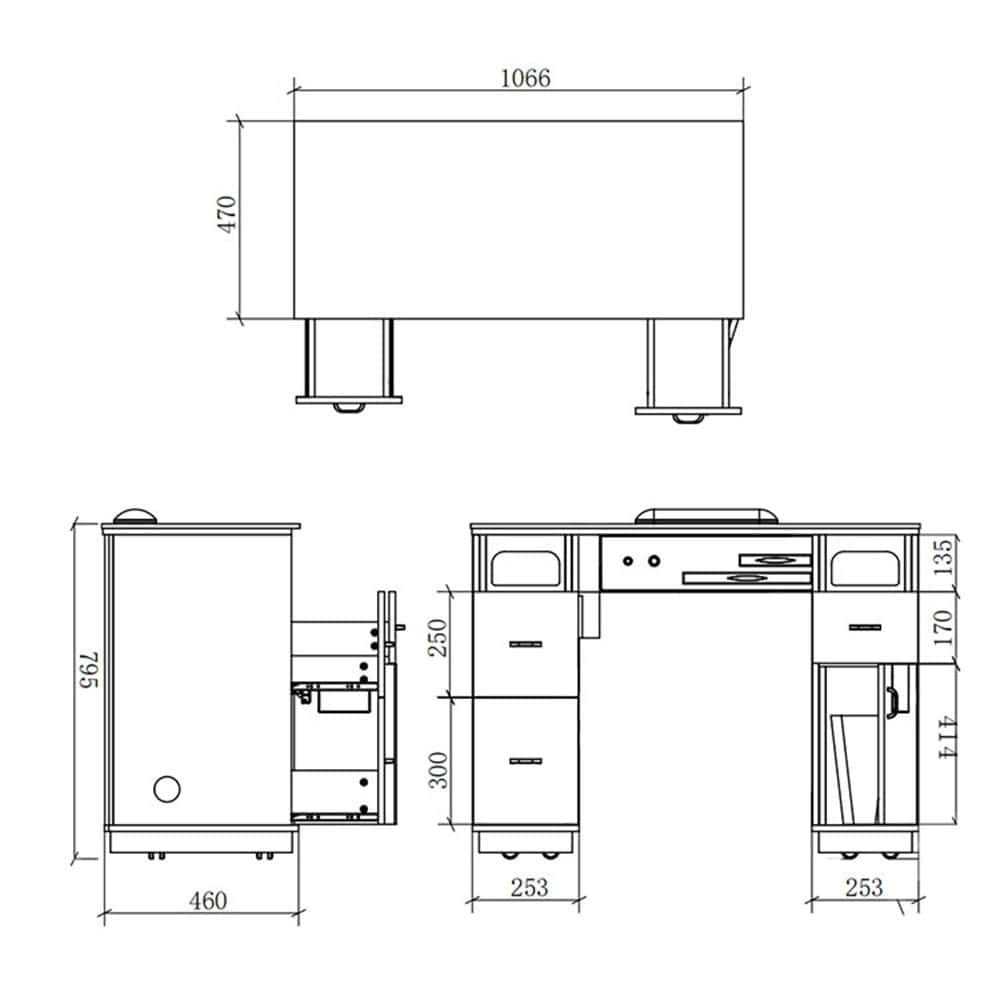 N186M Профессиональный маникюрный стол с встроенной вытяжкой для салонов красоты -5